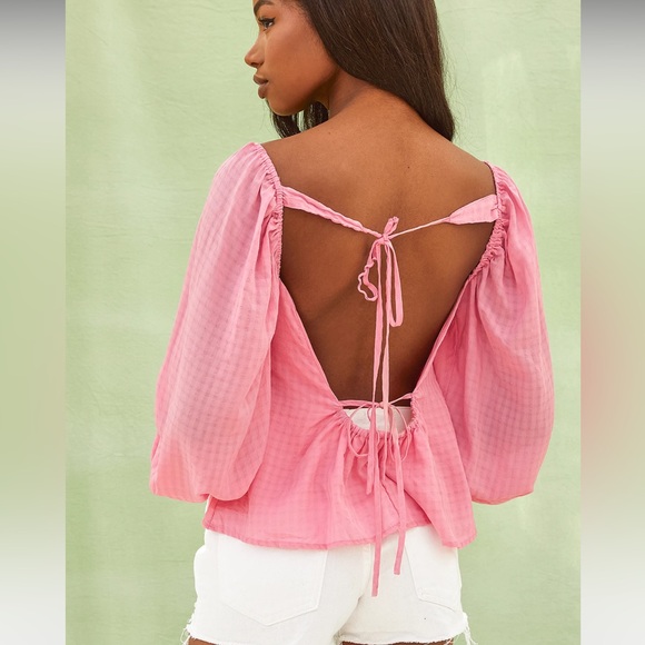 NWOT Harlow Pink Long Sleeve Backless Top - Picture 3 of 7